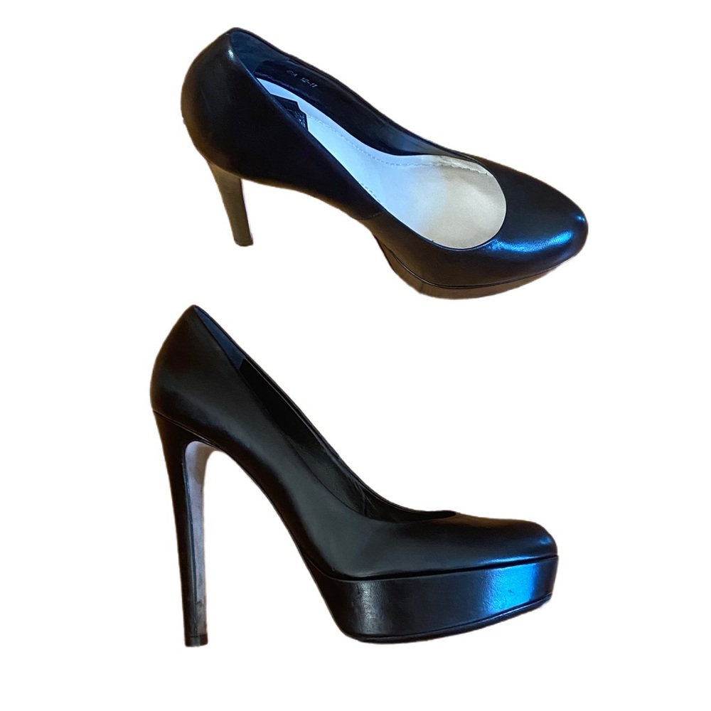 Dior Black leather Platform Stiletto Pumps back CD logo 39
